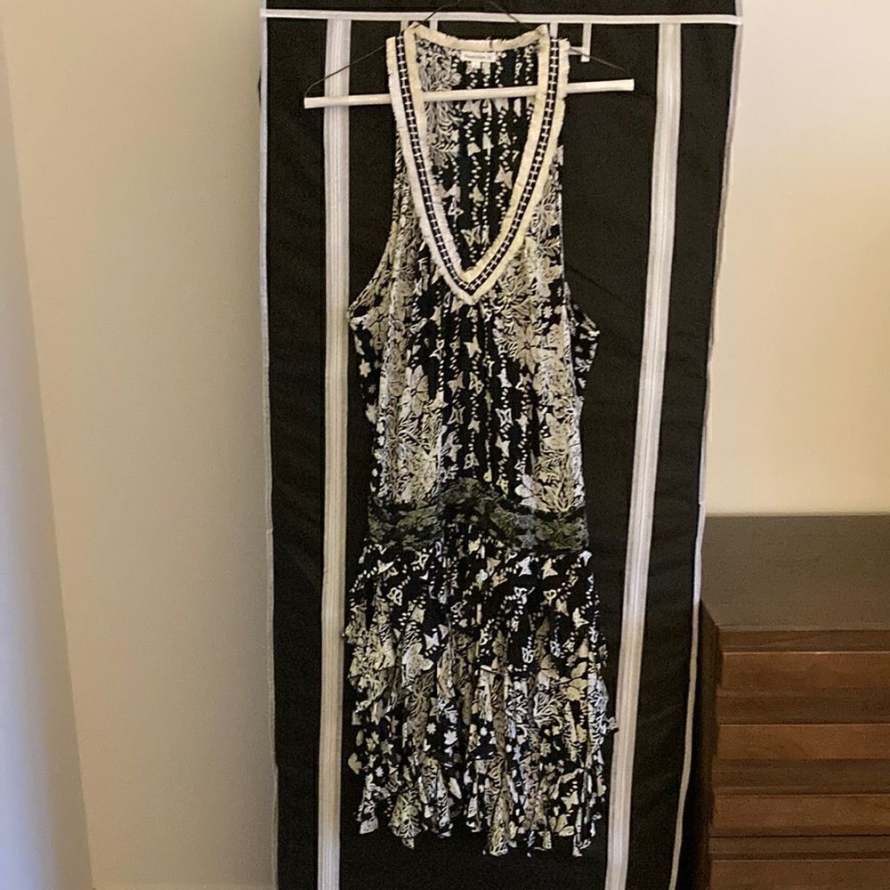 Poupette St Barth Beline Tank Dress/Coverup in Black & White Print. Size Large.